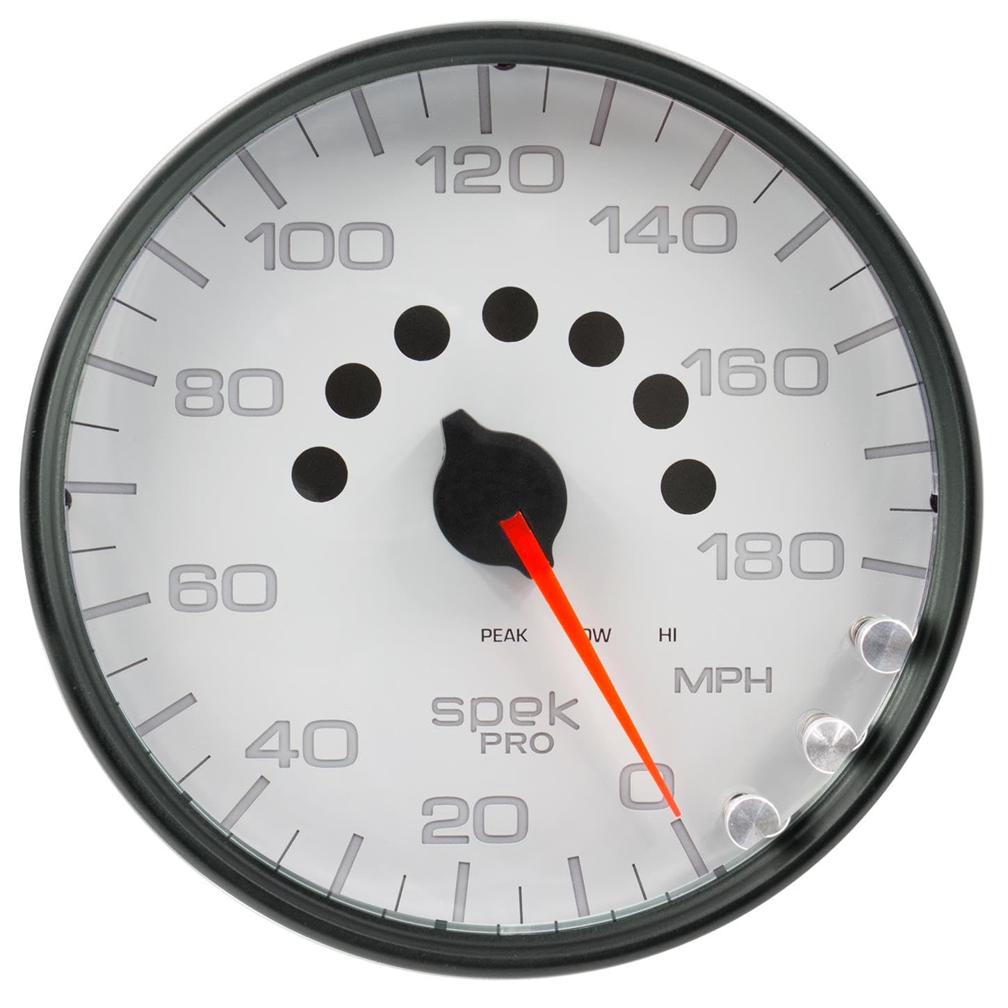 Gauge AutoMeter P23012 Speedometer (Spek-Pro 5", 180 Mph, Elec. Programmable, White/Black, Spek-Pro)