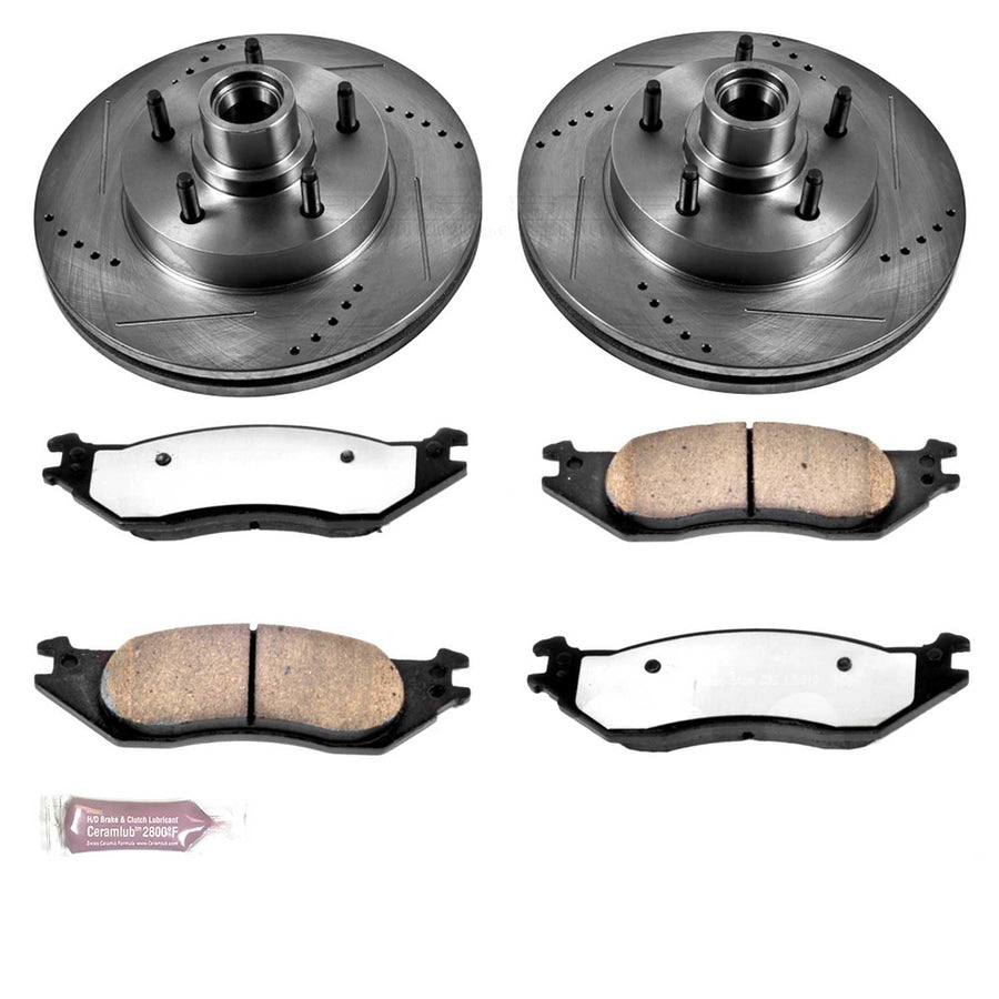 Power Stop K4578-36 Z36 Truck & Tow Front Brake Kit, Carbon Fiber Ceramic Brake Pads and Drilled/Slotted Brake Rotors