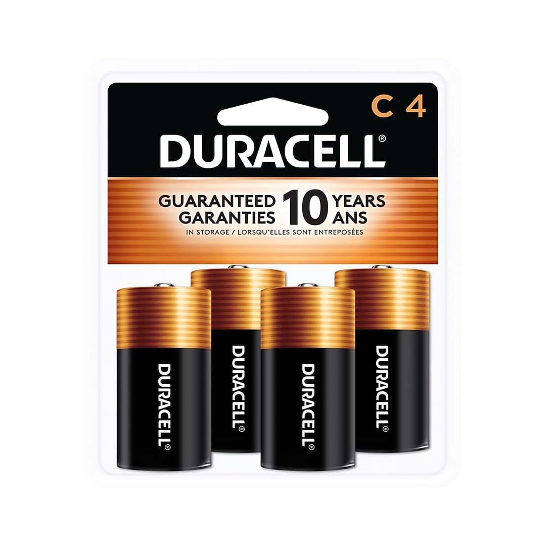 Coppertop Duracell Alkaline Batteries C 4 ea