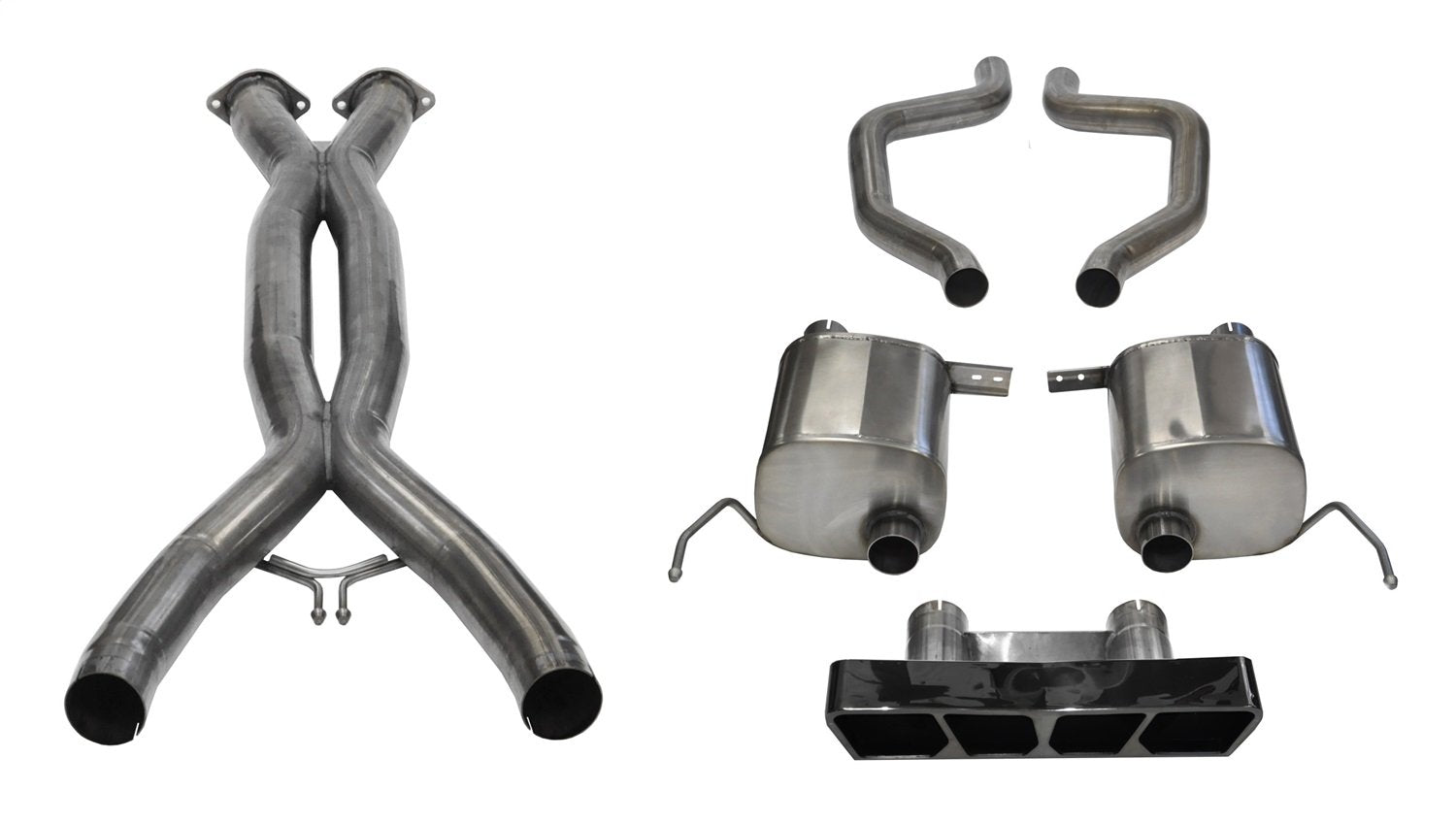 Sport Cat-Back Exhaust System Corsa Performance 14769CBBLK Dual Rear Exit Incl. 3 in. X Pipe 2.75 in. Over Axle Pipe Mufflers/Clamps/Polygon Tail Light Black PVD Tips
