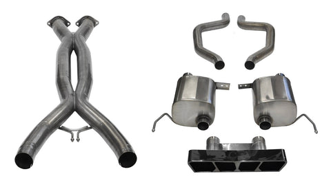 Sport Cat-Back Exhaust System Corsa Performance 14769CBBLK Dual Rear Exit Incl. 3 in. X Pipe 2.75 in. Over Axle Pipe Mufflers/Clamps/Polygon Tail Light Black PVD Tips