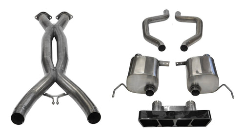Sport Cat-Back Exhaust System Corsa Performance 14769CBBLK Dual Rear Exit Incl. 3 in. X Pipe 2.75 in. Over Axle Pipe Mufflers/Clamps/Polygon Tail Light Black PVD Tips
