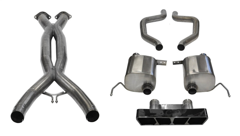 Sport Cat-Back Exhaust System Corsa Performance 14769CBBLK Dual Rear Exit Incl. 3 in. X Pipe 2.75 in. Over Axle Pipe Mufflers/Clamps/Polygon Tail Light Black PVD Tips