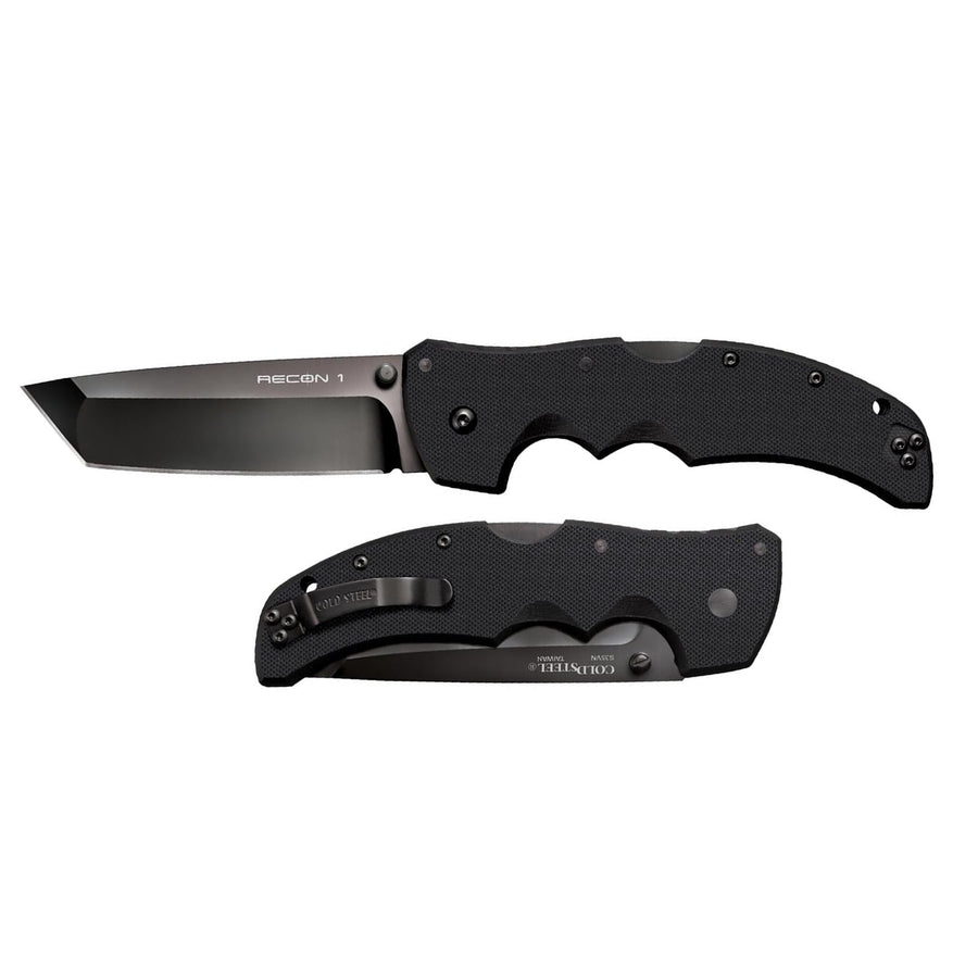 Recon 1 Series Cold Steel Tactical Folding Knife with Tri-Ad Lock and Pocket Clip - Made with Premium CPM-S35VN Steel, Tanto Plain Edge