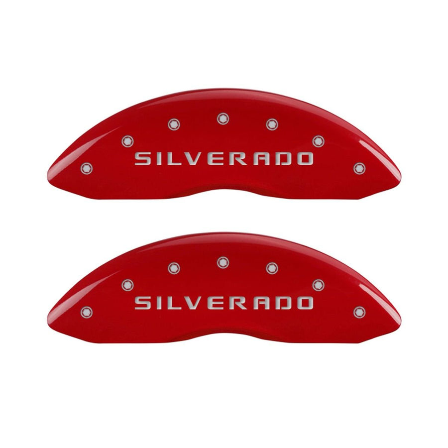 Silverado MGP Caliper Covers 14002SSILRD Red Caliper Covers - Engraved Front & Rear44; Set of 4