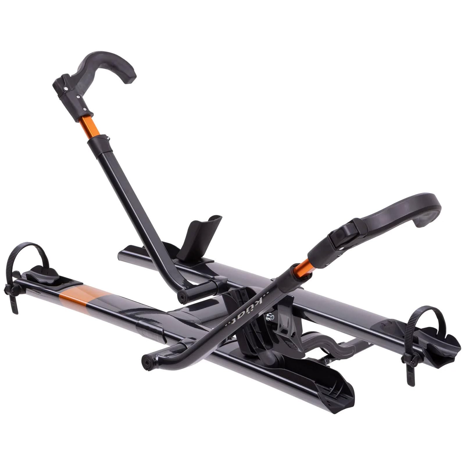 KUAT 2.0 Sherpa Durable Lightweight Aluminum Compact 2 Bike Transporting Hitch Rack with Cable Lock & Foldable Tire Cradles | Capacity - 40 Lbs per Tray, Gray Metallic & Orange Anodize, 1.25"