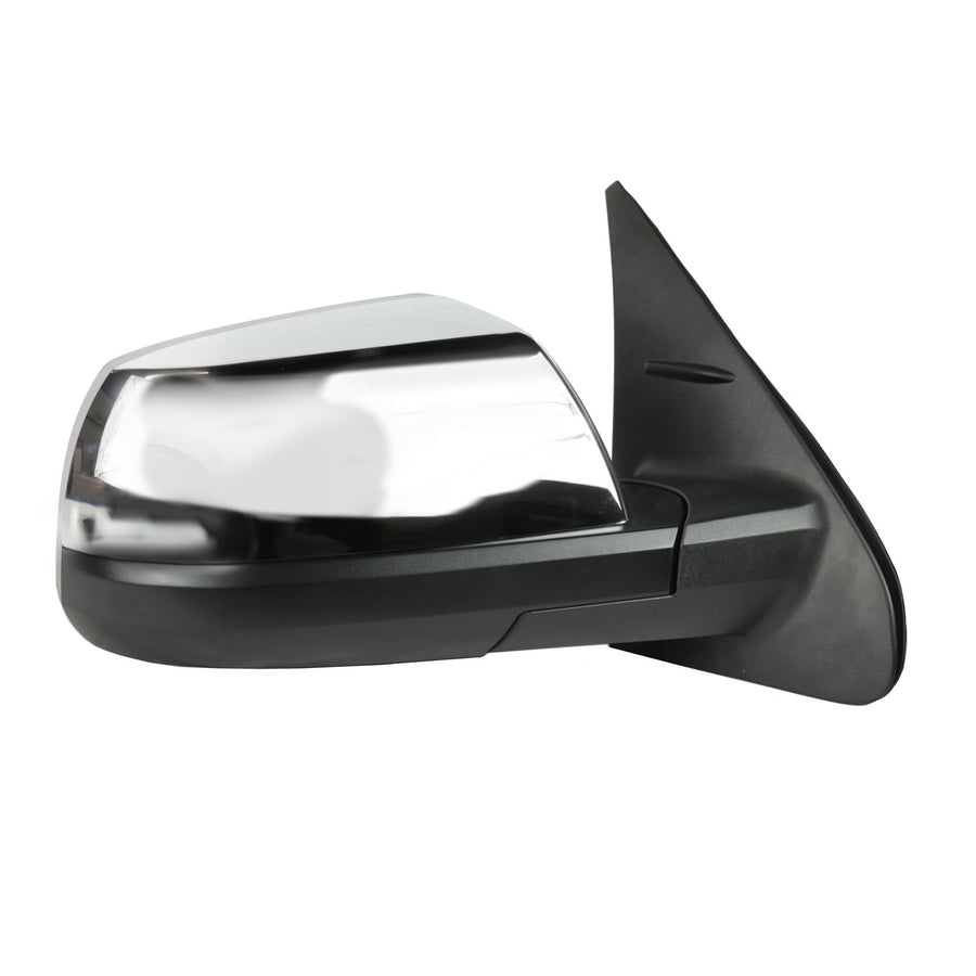 Mirror Passenger Side for Toyota Tundra, Textured Black w/Chrome Cover, w/Blind Spot Detection, Foldaway, Heated Power