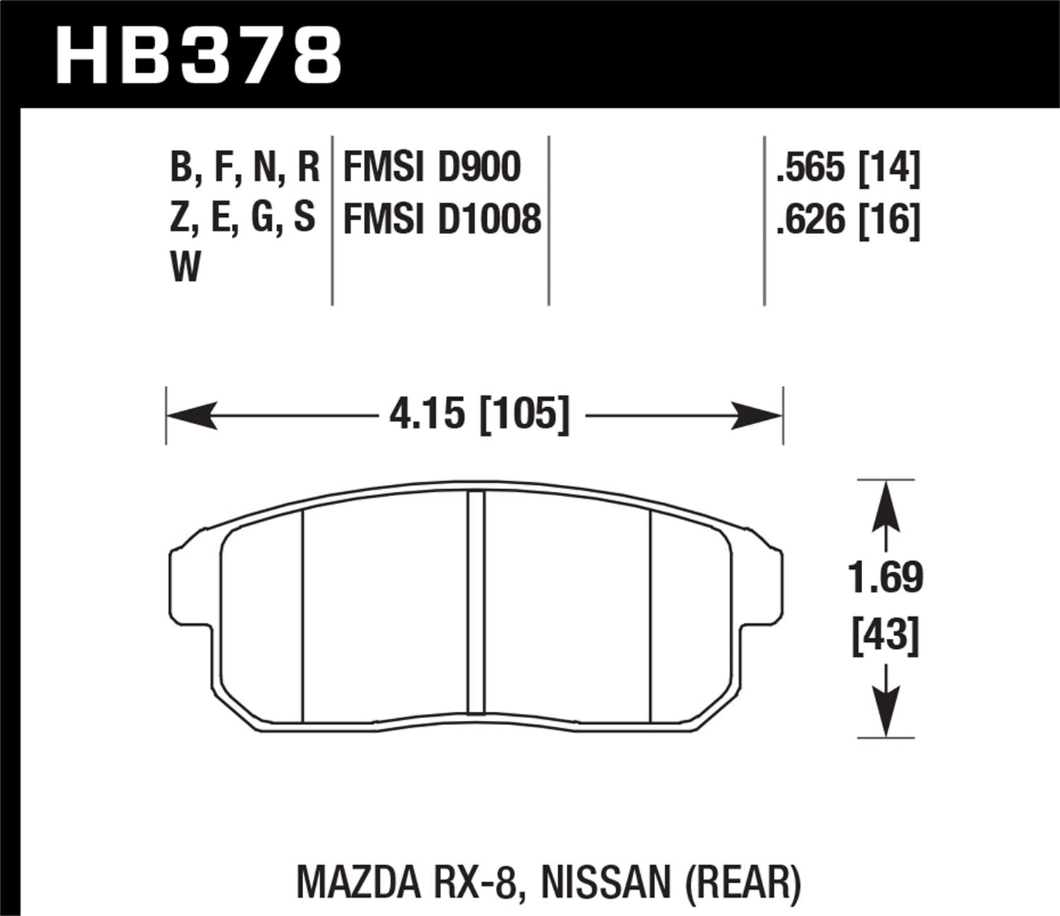 Hawk Performance Blue HB378E.565 9012 Motorsport Brake Pads