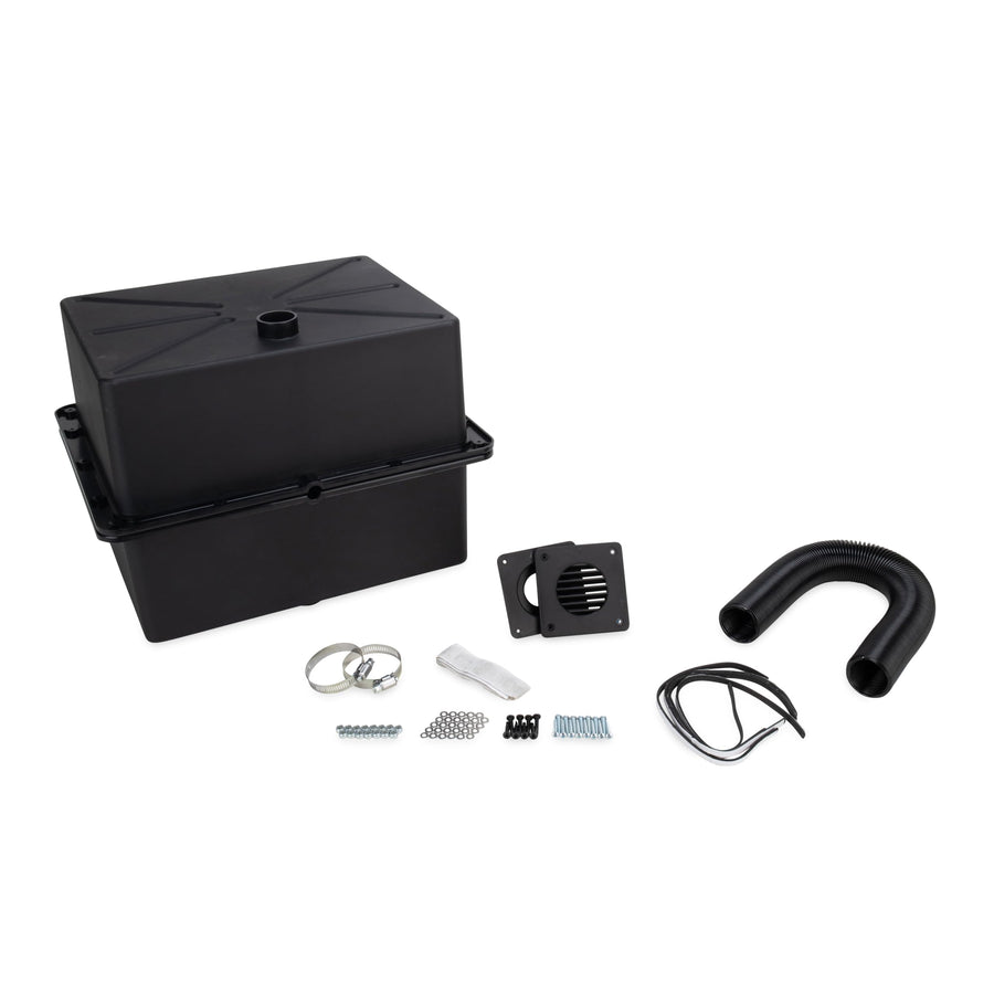 Double Battery Box Camco Side-by-Side | Features Vented Design to Expel Hazardous Gases & Holds (2) Group 24 Batteries | RV Accessories Include Battery Box, Hose, Louvered Vent Grill & More (55385)