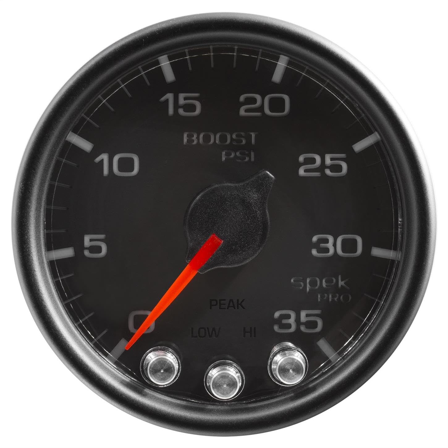 AutoMeter Gauge P30332 Boost (Spek-Pro 2 1/16", 35Psi, Stepper Motorwith Peak & Warn, Black/Black, Spek-Pro)