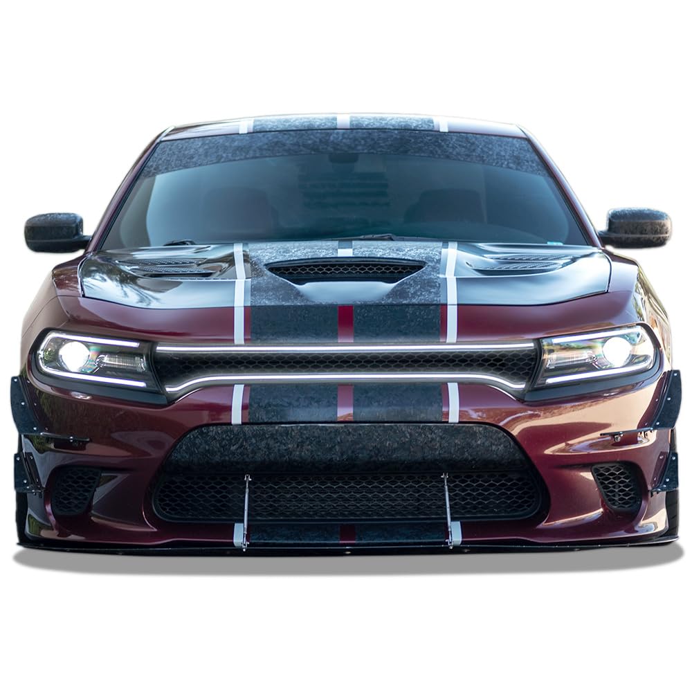 HEX Style Armordillo Honeycomb Mesh LED Front Grille|Compatible With 2015-2023 Dodge Charger|8734995|ABS Plastic|Matte Black|Front Hood Bumper Grille With LED Light Bar