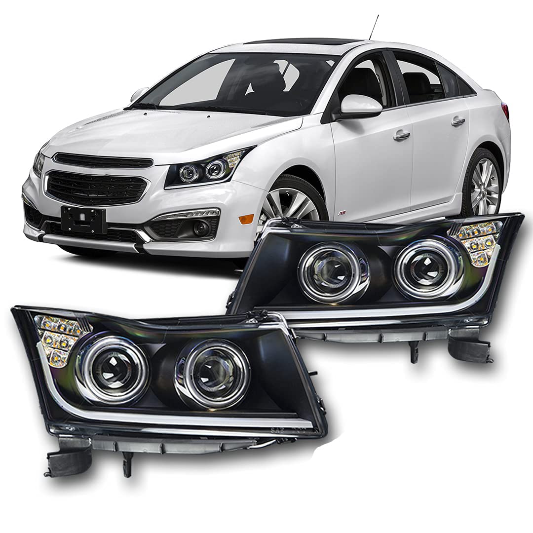 Winjet LED DRL Bar Projector Headlights Compatible with Chevrolet [2011 2012 2013 2014 2015 Cruze] [2016 Cruze]