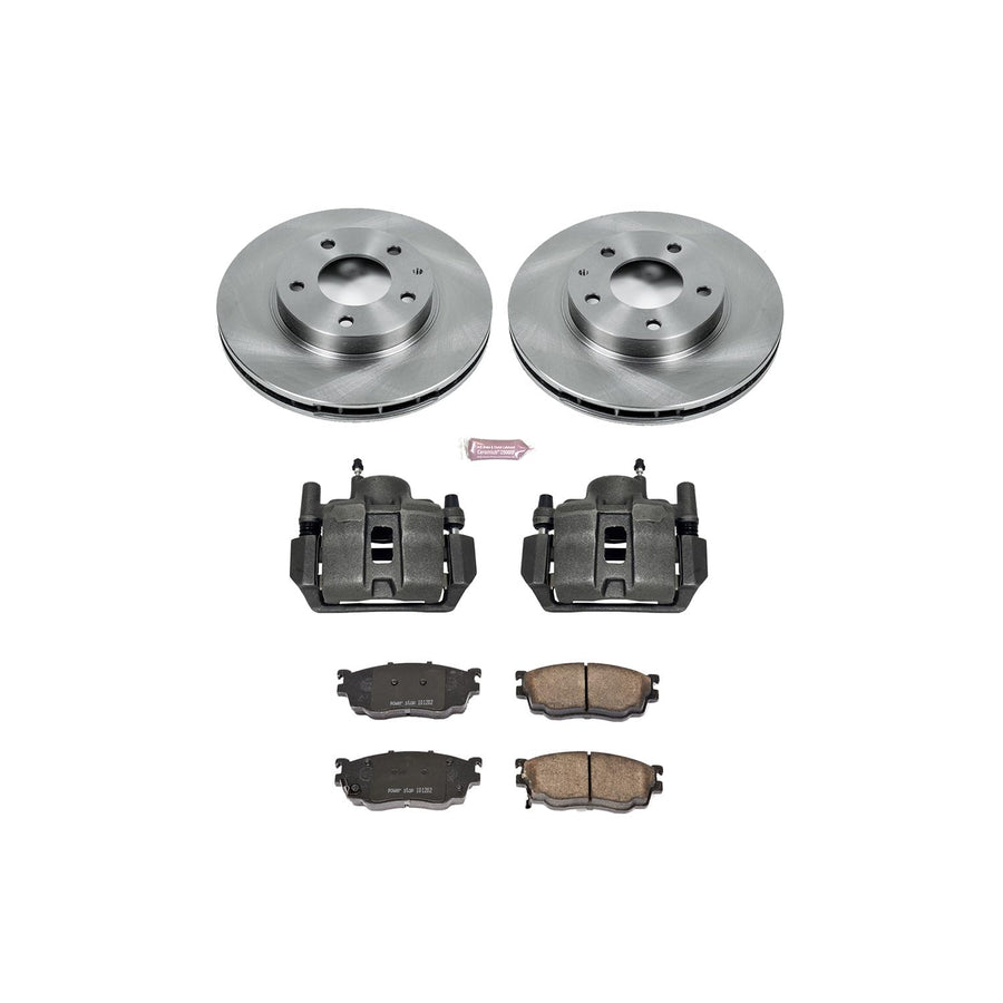 Power Stop KCOE5169A Replacement Autospeciality Front Caliper Kit- OE Rotors, Ceramic Brake Pads, Calipers For Mazda 626 1998-2002 [Model Specific]