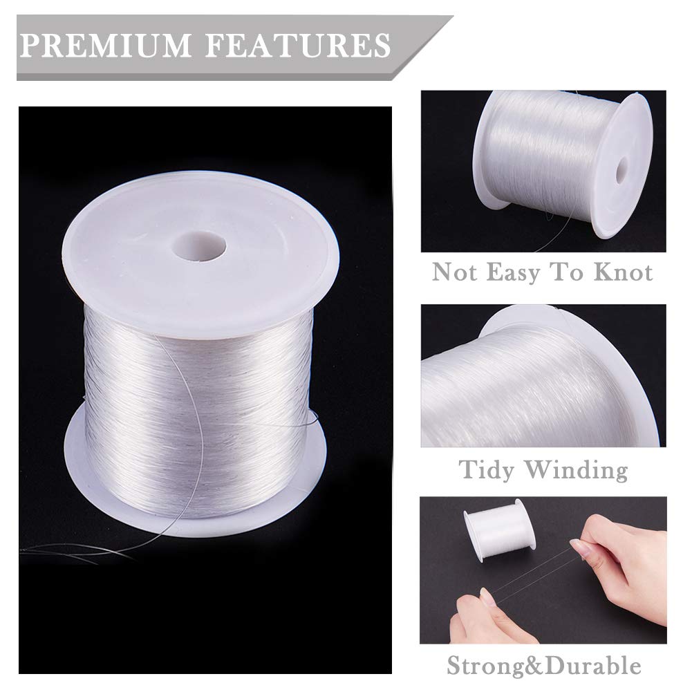 20 Yards JEWELEADER Clear Invisible Craft Nylon Thread 0.6mm Monofilament Fishing Line Bead String Cord for Gemstone Jewelry DIY Making Bracelet Hanging Decoration Sewing Quilting Hair Weaving