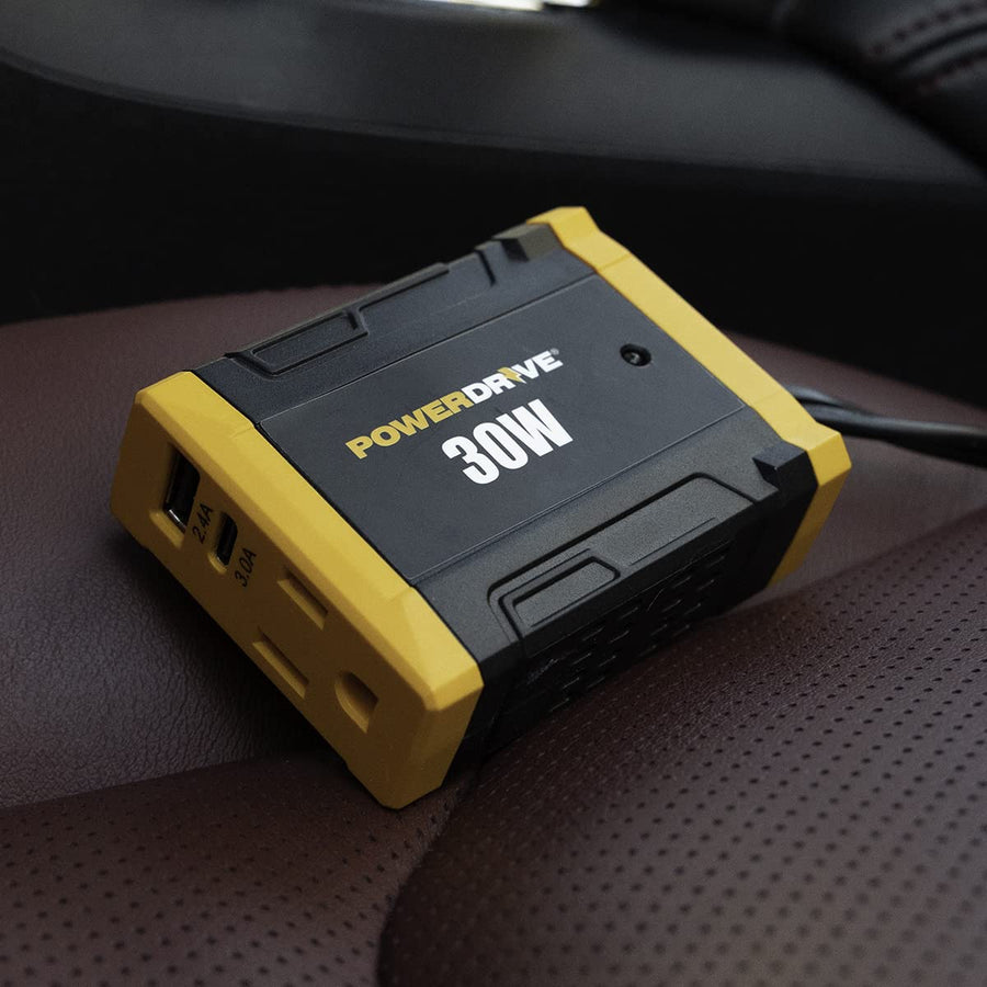 PowerDrive 30 Watt PWD30 Car Plug Adapter Power Inverter 12v DC to 110v AC Slim Converter