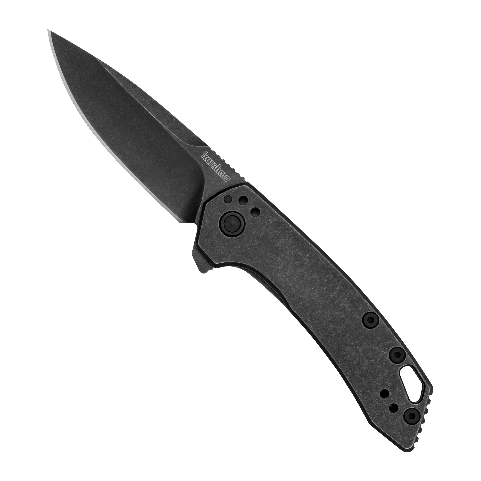 Kershaw Folding Radar Pocket Knife, 2.9 inch BlackWash Finish Blade, Black Handle, Pocketclip