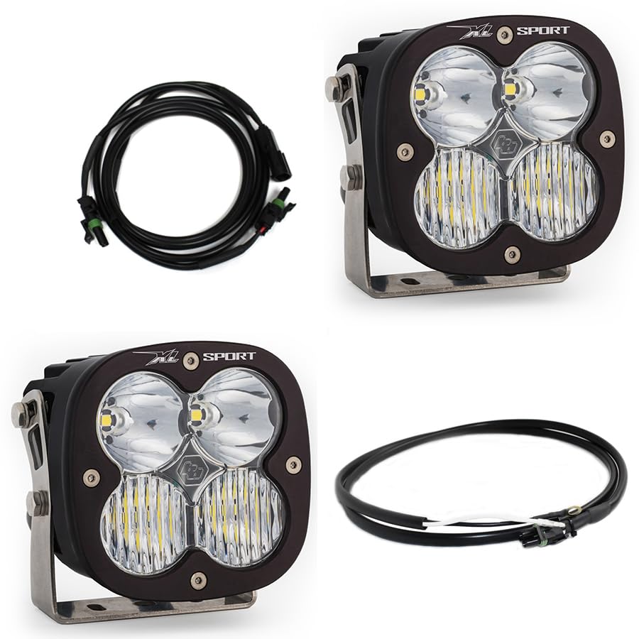 Baja Designs Bumper Light Kit XL Sport LED for Jeep Gladiator 2020-22, Wrangler JL 2018-22 with OEM Steel (Upfitter Wiring Harness)