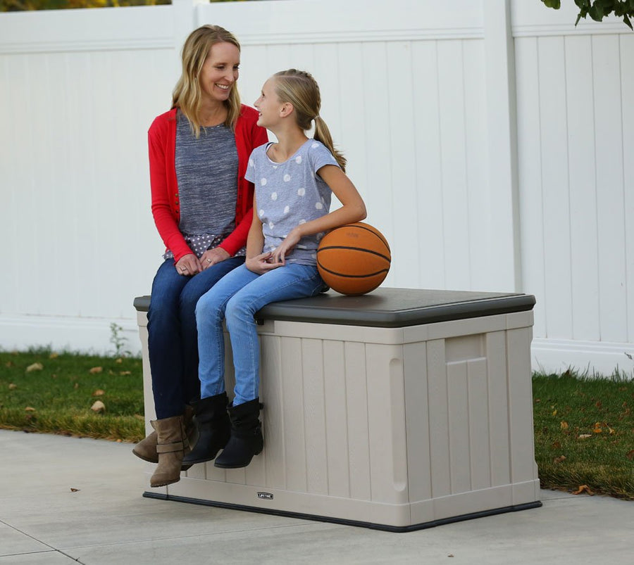 Heavy-Duty LIFETIME 60186 Outdoor Storage Deck Box, 116 Gallon, Desert Sand/Brown