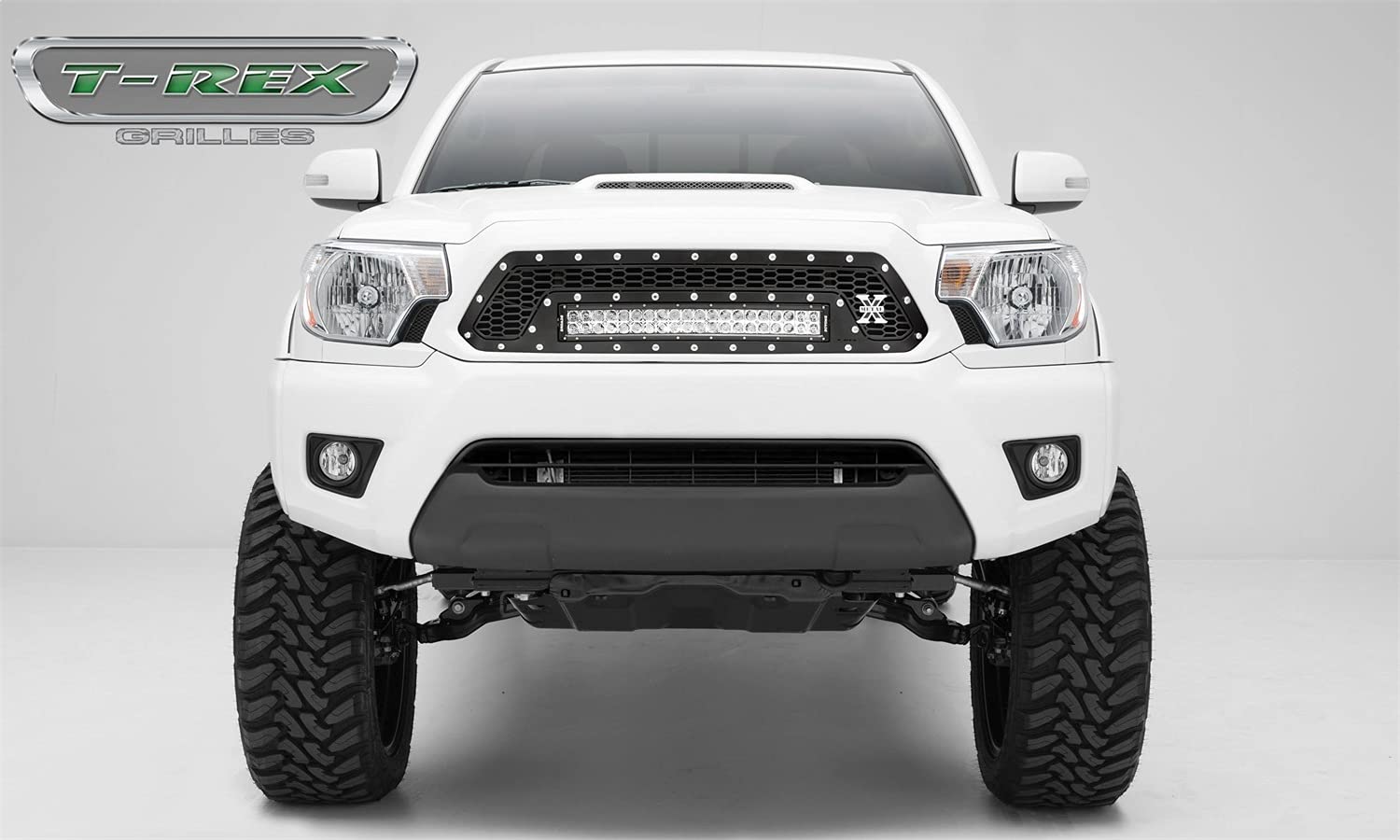 T-Rex Grilles Laser Torch Grille 2012-2015 Tacoma, Black, 1 Pc, Insert, Chrome Studs with (1) 20" LED - PN #7319381
