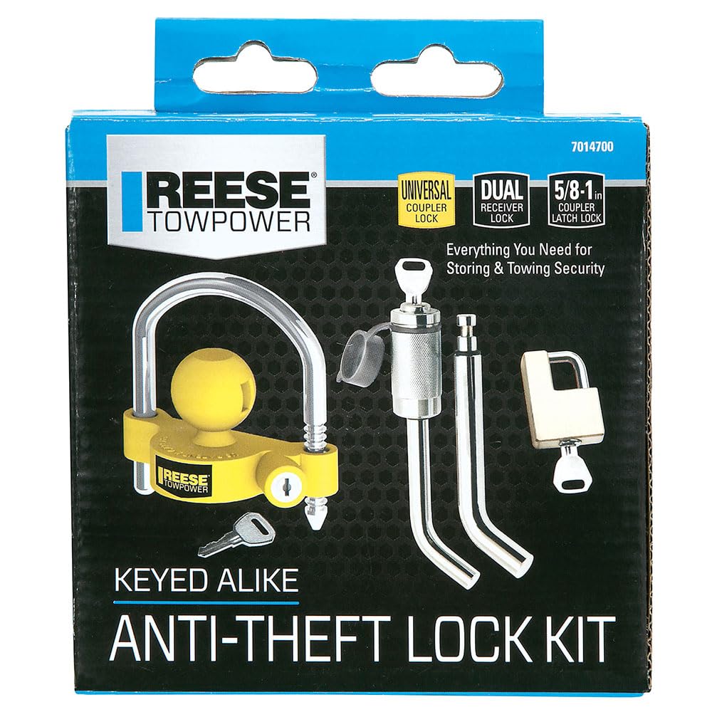 Towpower REESE 7014700 Trailer Hitch and Coupler Combo Lock Set, Fits 1-1/4 Inch & 2 Inch Square Receivers, 1/2 Inch & 5/8 Inch Pin Diameter