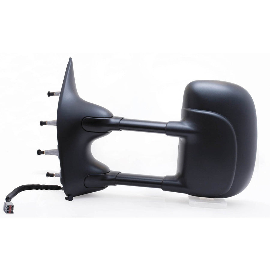 K Source Extendable Driver Side Towing Mirror for 2002-2008 E Series, Textured Black, Dual Lens, Power, Adjustable, Flat Mirror, Foldaway