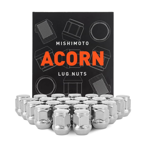 M12x1.5 Steel Lug Nuts, Mishimoto, Acorn Seat, 24pc Set, Chrome