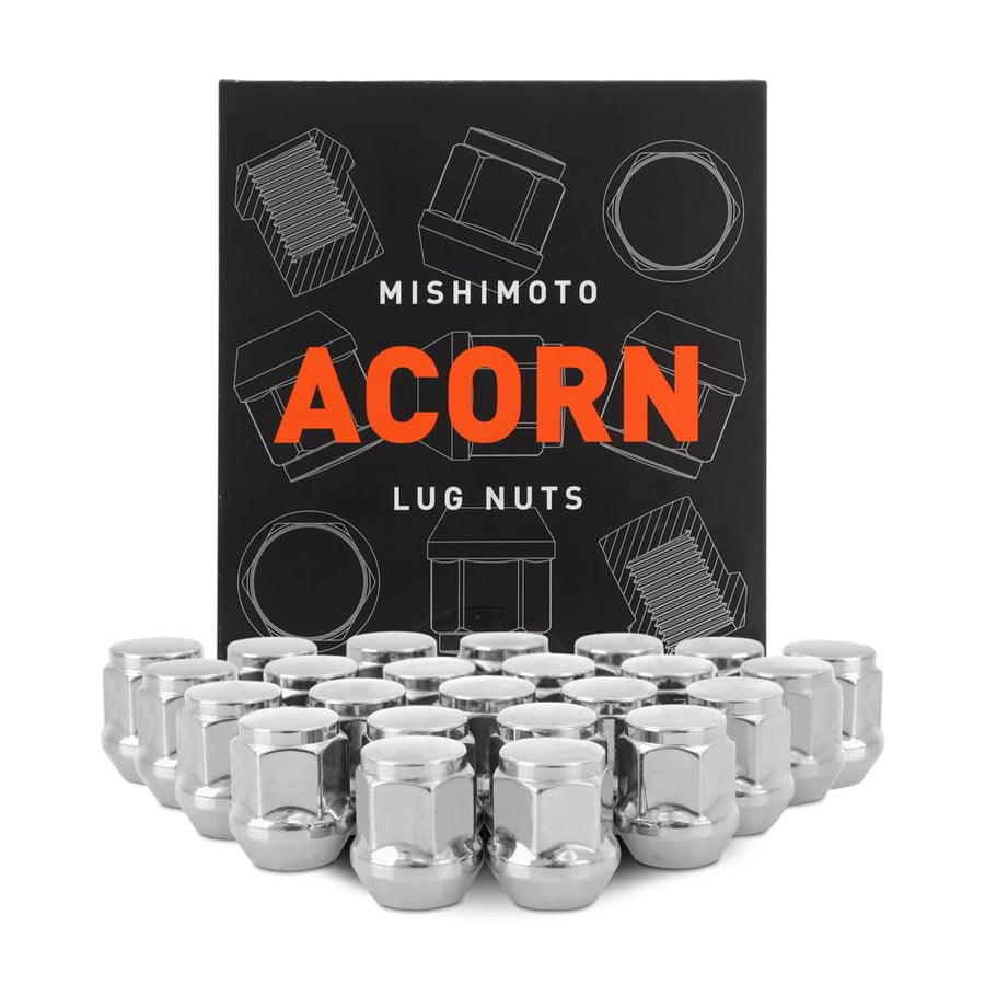 M14x1.5 Mishimoto Steel Lug Nuts, Acorn Seat, 24pc Set, Chrome