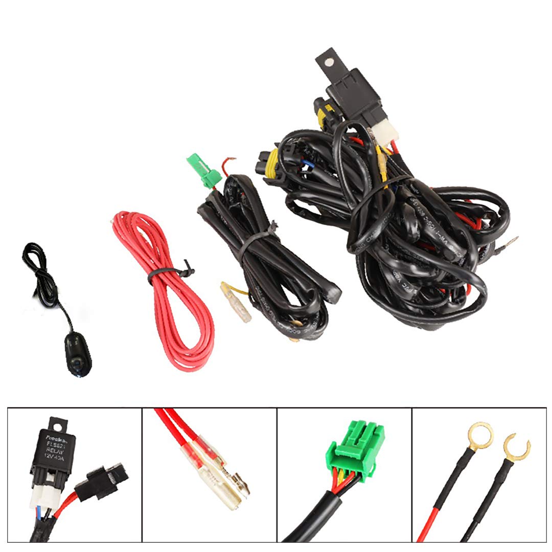 Fog Light Kit Winjet WJ30-0628-09 with Wiring Harness Switch Fuse Relay Bezels Pair Set Left & Right Driver Passenger Side OE Fitment Bulbs Included for 2011-2014 Volkswagen Jetta - Clear Lens