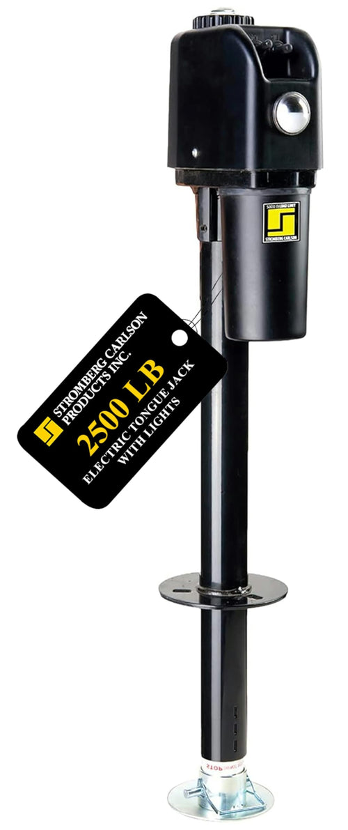 Stromberg Carlson Electric Tongue Jack JET-2500 - Heavy Duty Jack with Motor Protection, 18" Vertical Travel, Stabilizing, Leveling & Lifting RVs, Campers, Utility Trailers, Black, 2500 lb Capacity