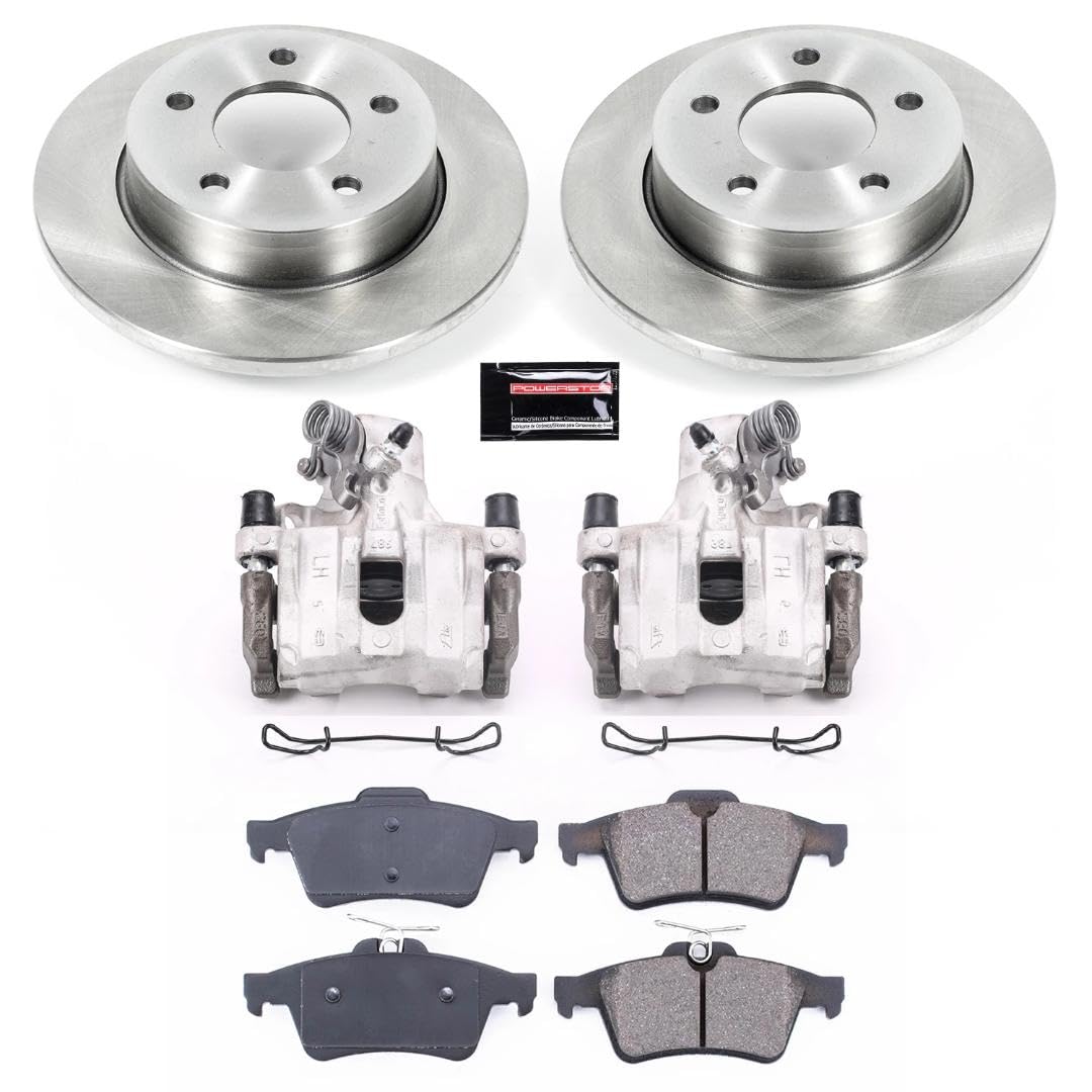Power Stop KCOE123 Replacement Autospeciality Rear Caliper Kit- OE Rotors, Ceramic Brake Pads, Calipers For Mazda 3 2006-2009 [Model Specific]