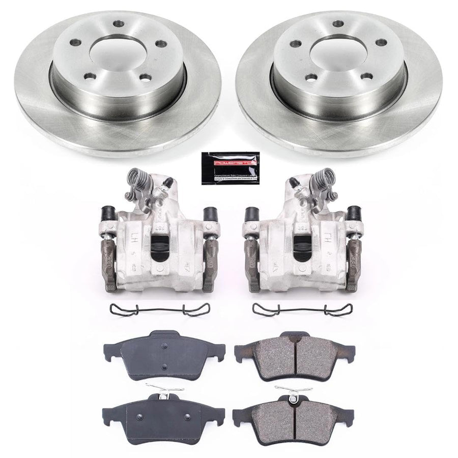Power Stop KCOE123 Replacement Autospeciality Rear Caliper Kit- OE Rotors, Ceramic Brake Pads, Calipers For Mazda 3 2006-2009 [Model Specific]