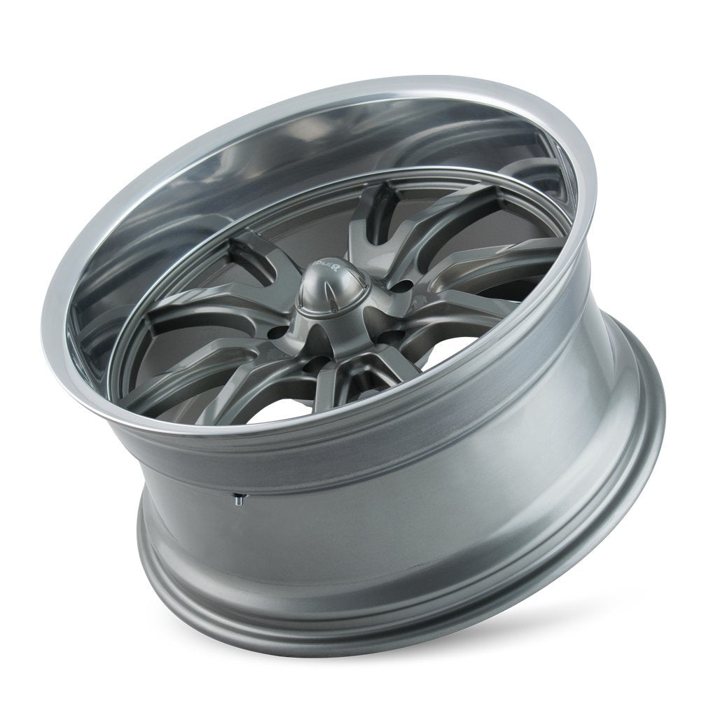 Grey/Polished Lip Ridler 650 Wheel with Painted Finish (18 x 8. inches /5 x 127 mm, 0 mm Offset)
