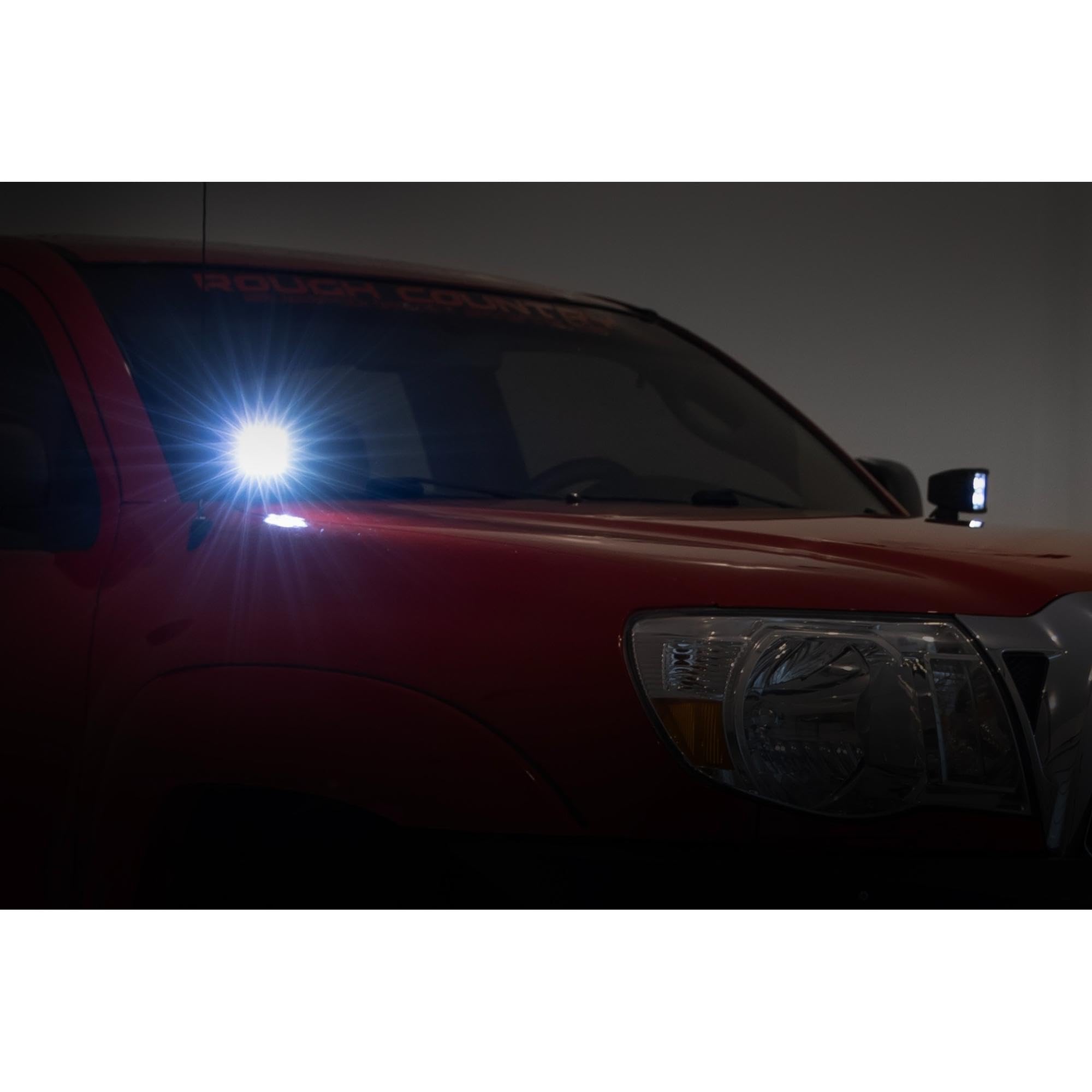 Rough Country LED Ditch Light Kit for Tacoma Toyota (2005-2015) - 80W Dual 2" Spectrum Series Lights, 9600 Lumens, Wide Flood Beam