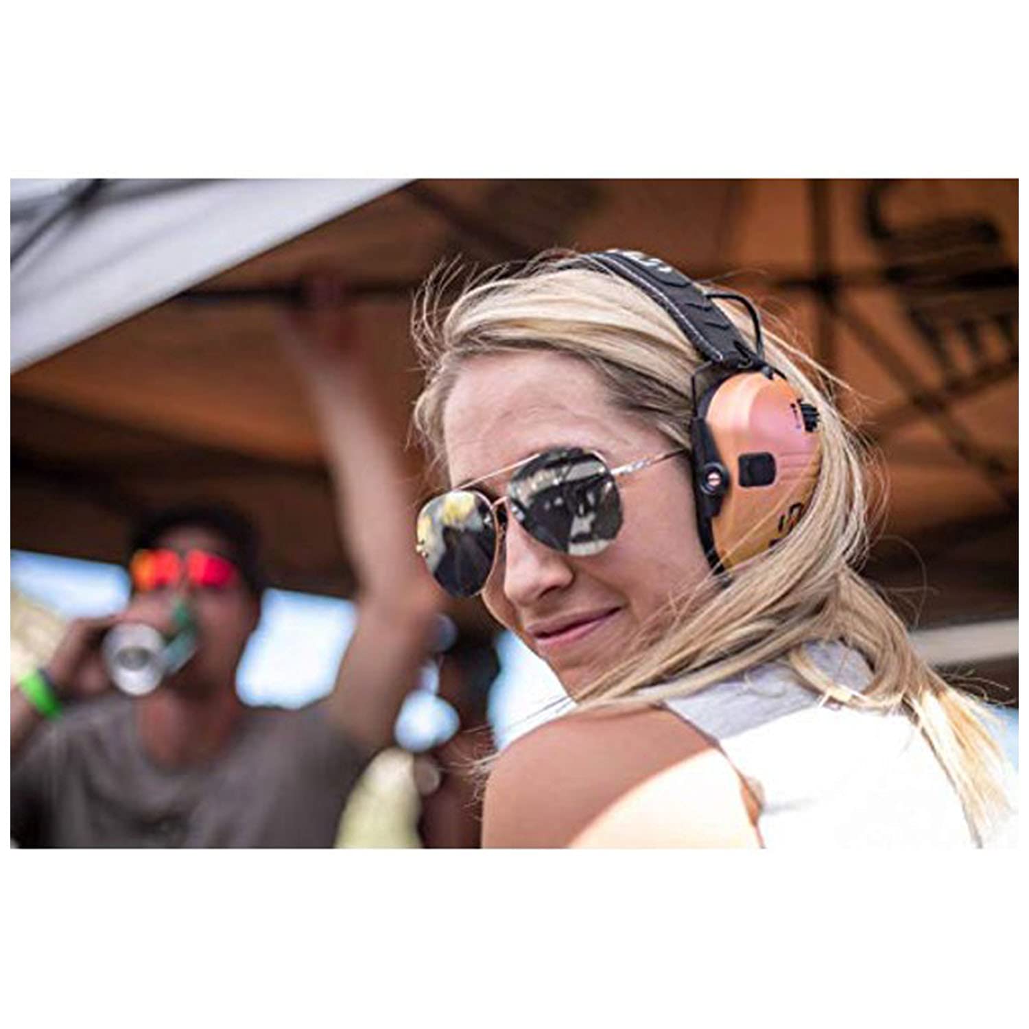 Walker's Ultra Low Profile Razor Slim Compact Design Adjustable Range Shooting Hunting Hearing Protection Electronic Earmuffs, Coral