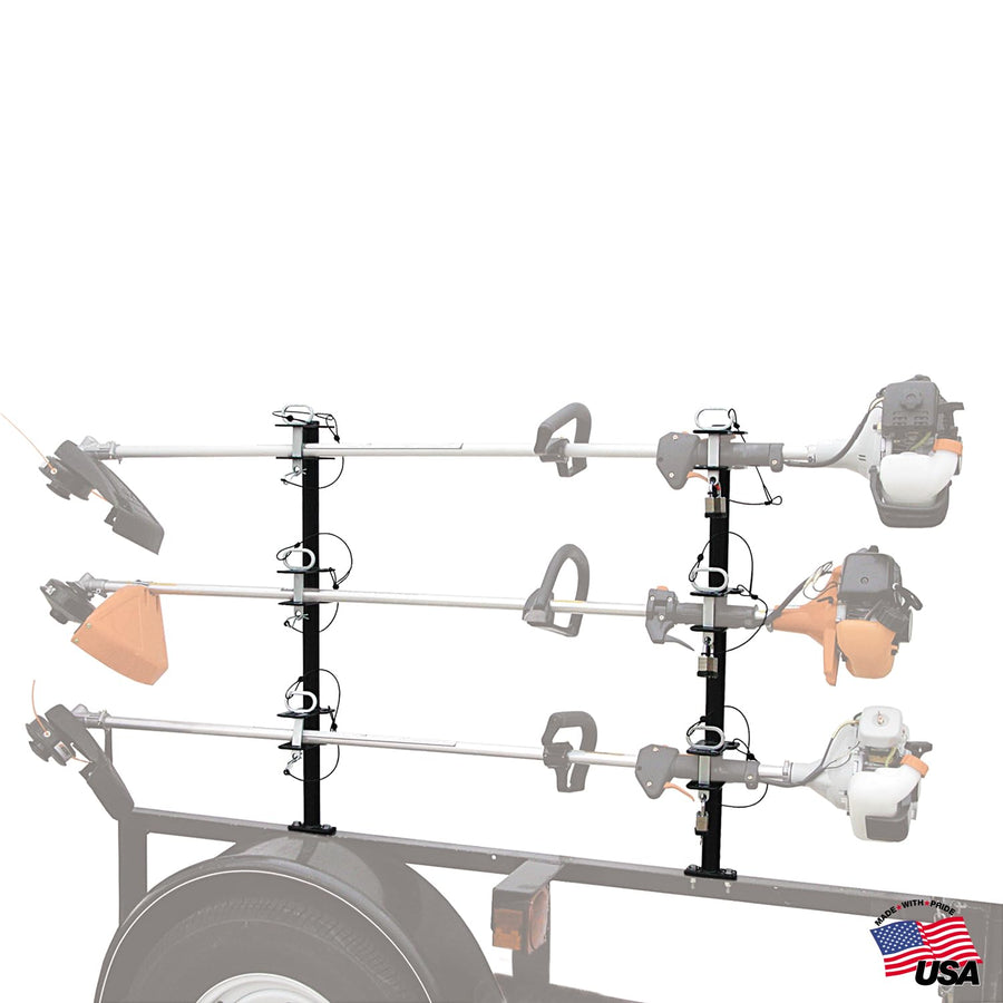3 Position Buyers Products LT13 Trimmer Rack for Landscape Trailers, Holds 3 Weed Eaters, Made in The USA, Trimmer Rack for Lawn Care Equipment, Landscape Tools