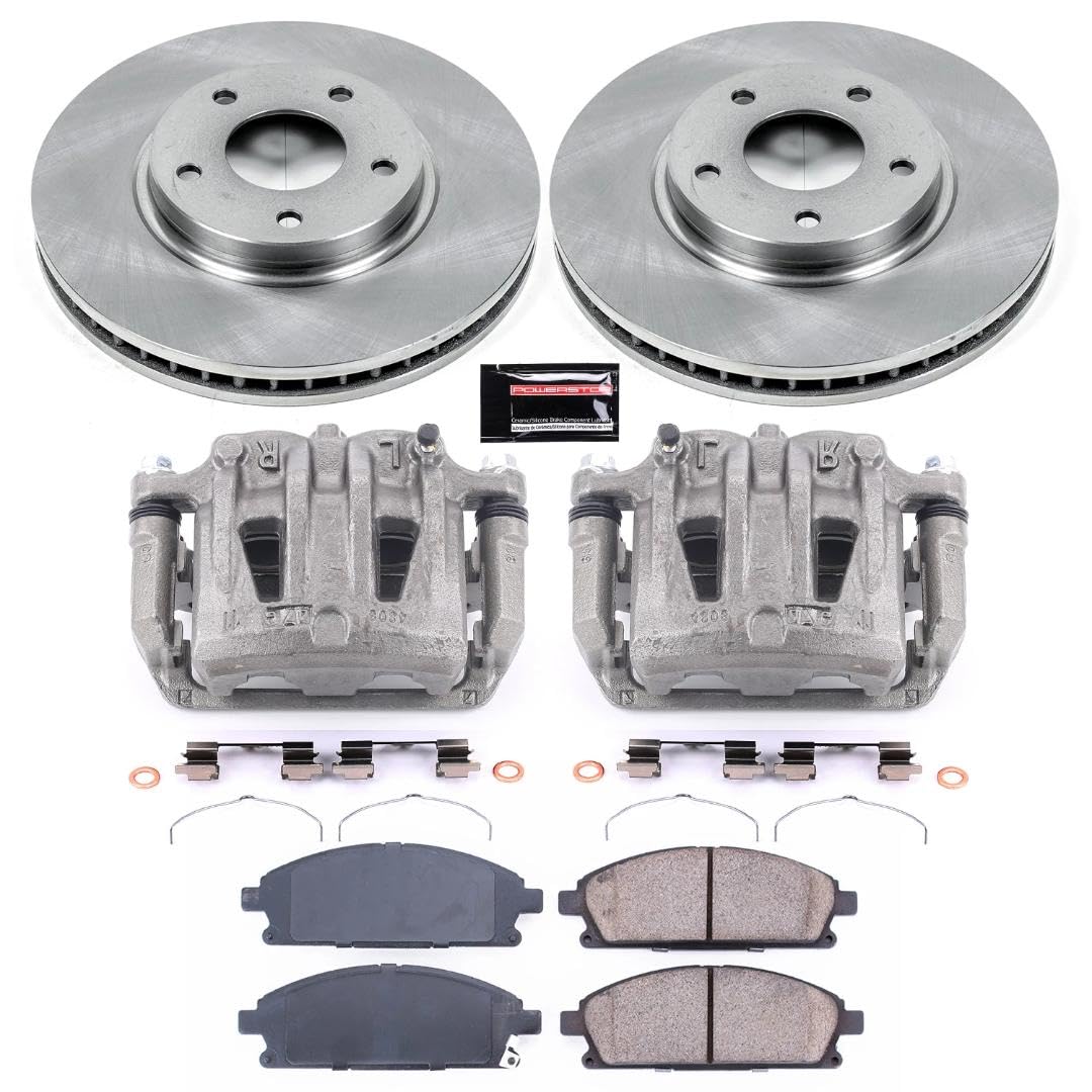 Power Stop KCOE150 Replacement Autospeciality Front Caliper Kit- OE Rotors, Ceramic Brake Pads, Calipers For Nissan Quest 2004-2009 [Model Specific]