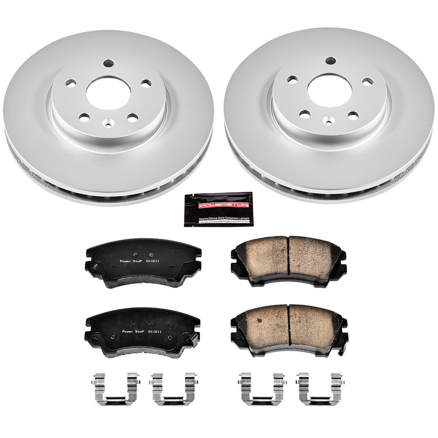 Power Stop CRK3031 Brake Rotor & Coated Ceramic Brake Pads- front For Chevrolet Camaro 2010-2015 | Saab 9-5 2010-2011 [Vehicle Specific]