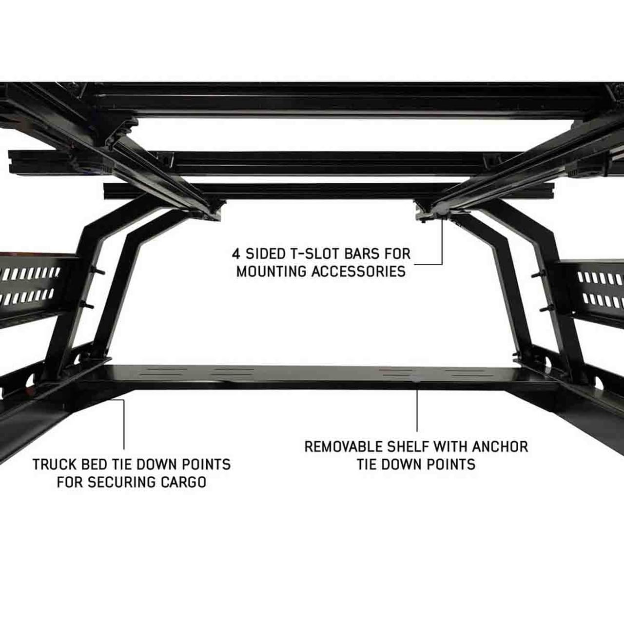 Discovery Rack with Side Cargo Plates - Overland Vehicle Systems, with Front Cargo Tray System Kit Full Size Truck Short Bed Application