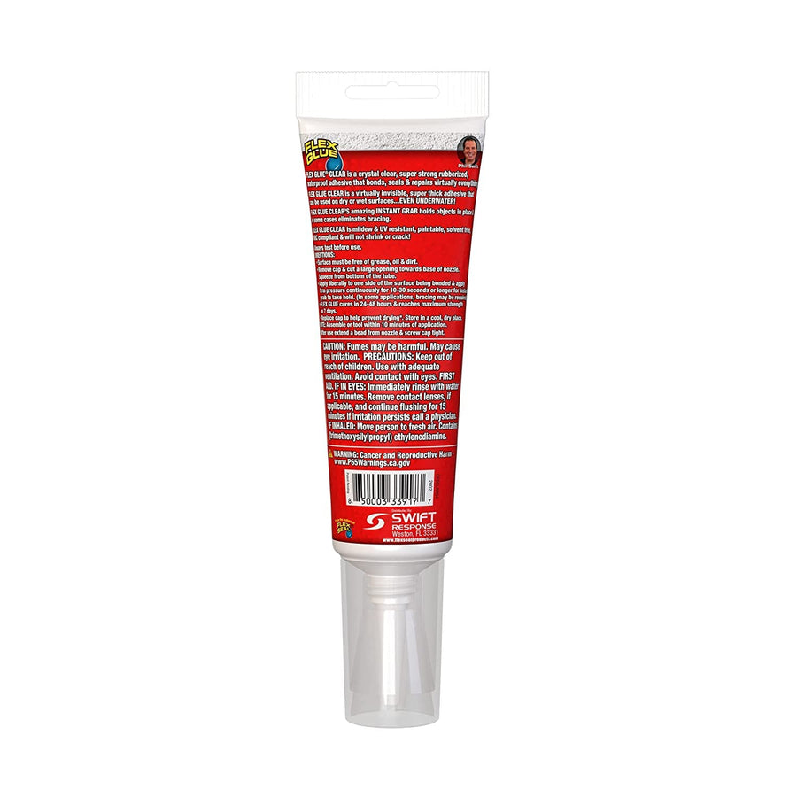 Flex Seal Flex Glue GFSCLRR04 Clear Rubberized Waterproof Adhesive (Tube 4oz)
