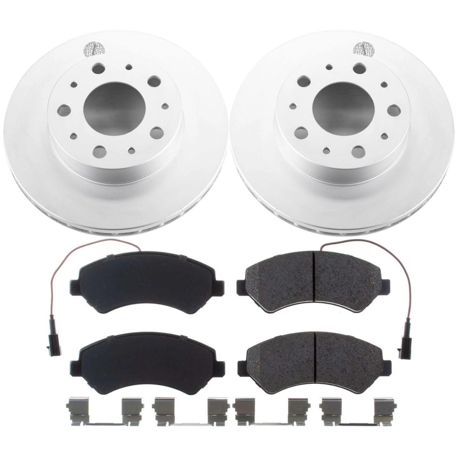 Power Stop CRK7306 Brake Rotor Coated and Ceramic Brake Pads- Front For Ram ProMaster 1500 2014-2021, Ram ProMaster 2500 2014-2021, Ram ProMaster 3500 2014-2021 [Model Specific]