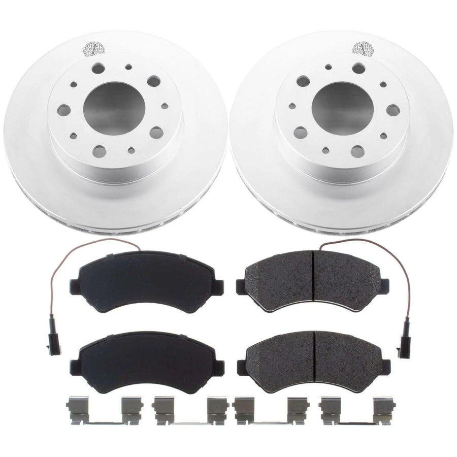 Power Stop CRK7306 Brake Rotor Coated and Ceramic Brake Pads- Front For Ram ProMaster 1500 2014-2021, Ram ProMaster 2500 2014-2021, Ram ProMaster 3500 2014-2021 [Model Specific]