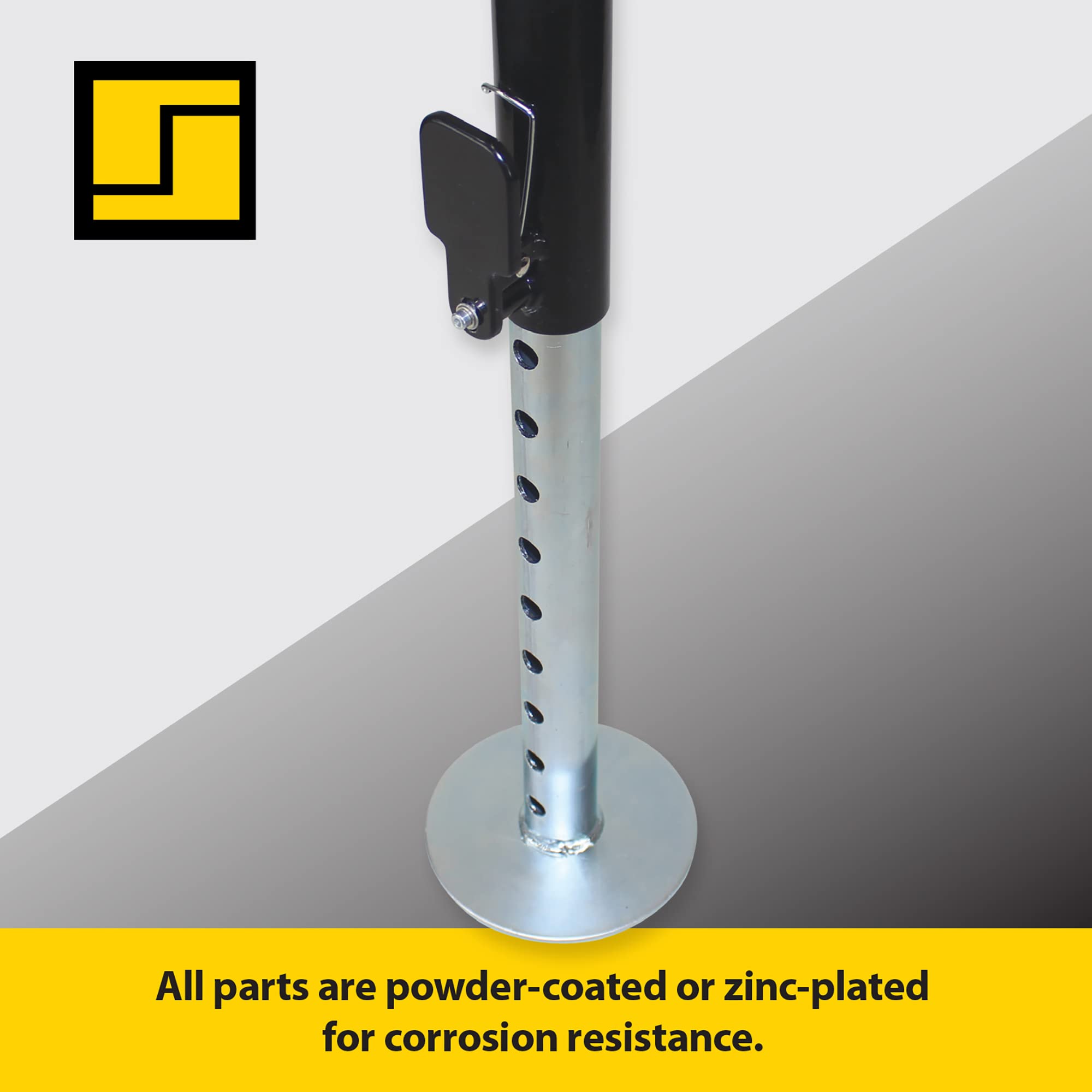 Jack-in-A-Box Stabilizer Jacks Pair Stromberg Carlson JB-246 - Sturdy 5000 lb/ea Jack RV Slide Out Support & Camper Leveling Legs, Adjustable Height 20" to 46", Removable U-Top, Foldable Handle, Black