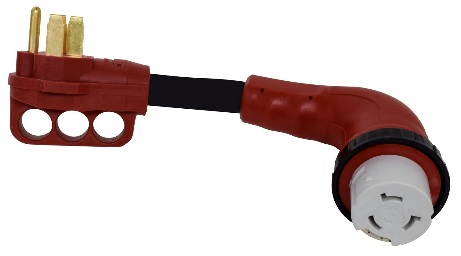 Mighty Cord Valterra A10-5050D90VP 90° Detachable 12" Adapter Cord - 50AM to 50AF, Red (Carded)