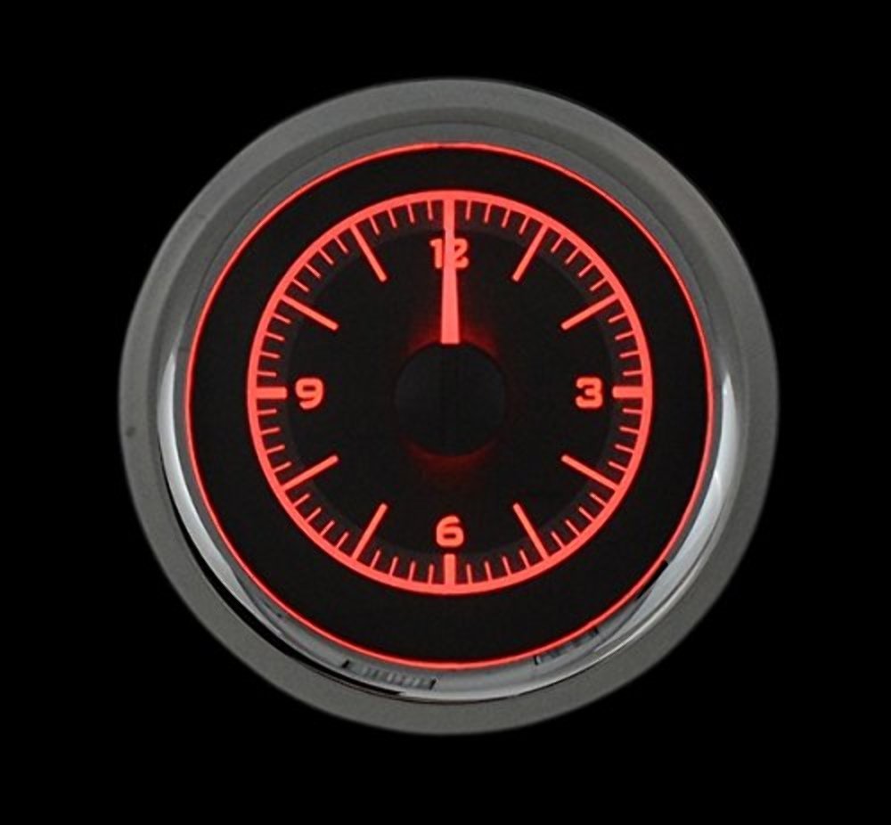 Dakota Digital 55 56 Chevy Analog Clock Gauge for VHX gauges only Black Alloy Red Backlighting VLC-55C-K-R
