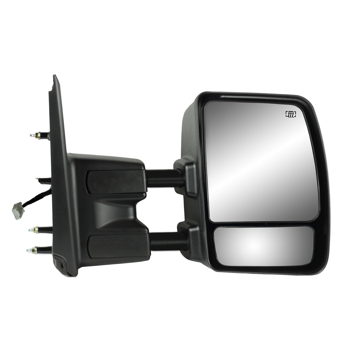 68123N Fit System Passenger Side Towing Mirror for Nissan NV 1500, 2500, 3500, extendable, Textured Black w/Chrome Cover, Dual Lens, Foldaway, Heated Power