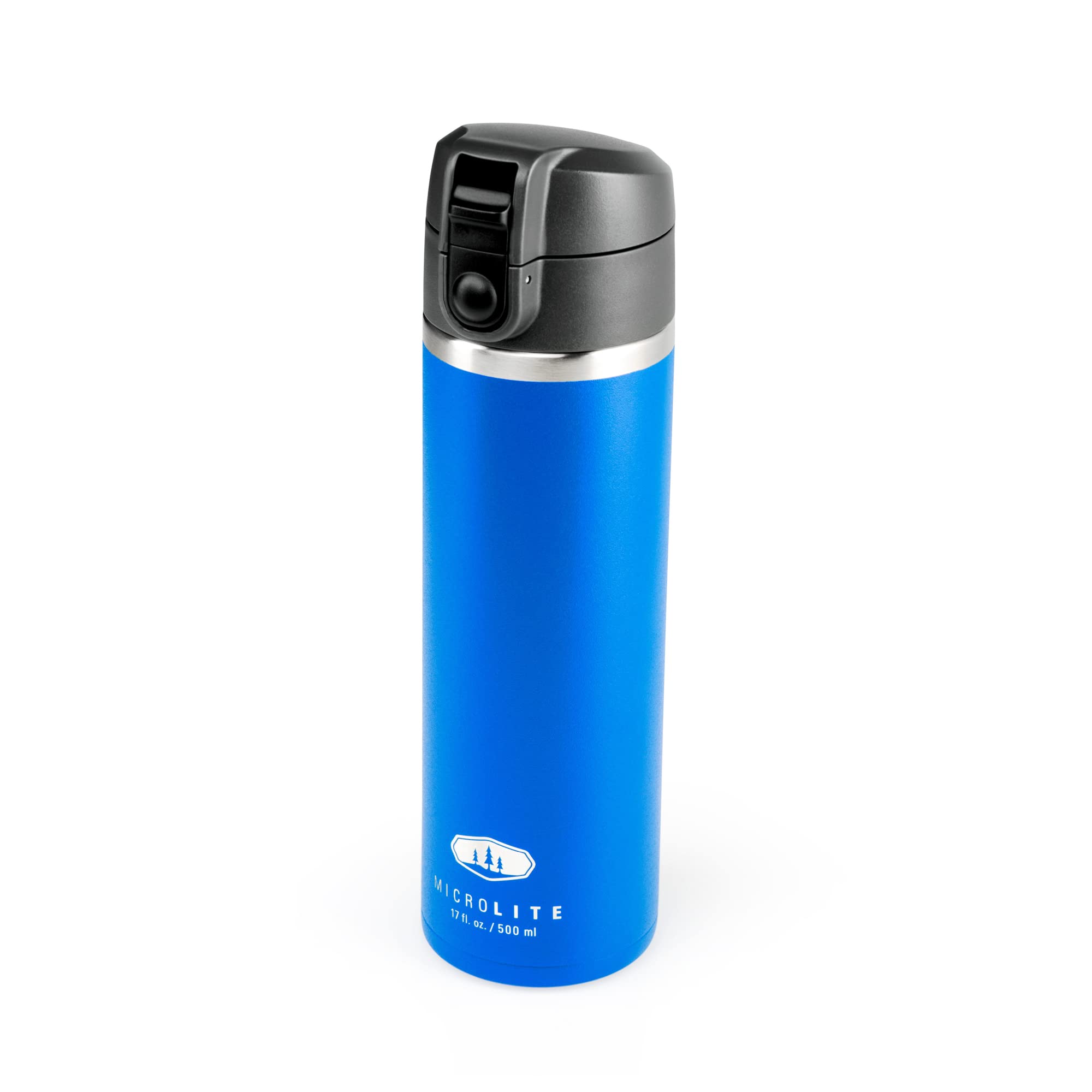 Microlite Water Bottle, GSI Outdoors, Vacuum-Insulated Stainless Steel, for Camping, True Blue, 17 Fluid Ounces