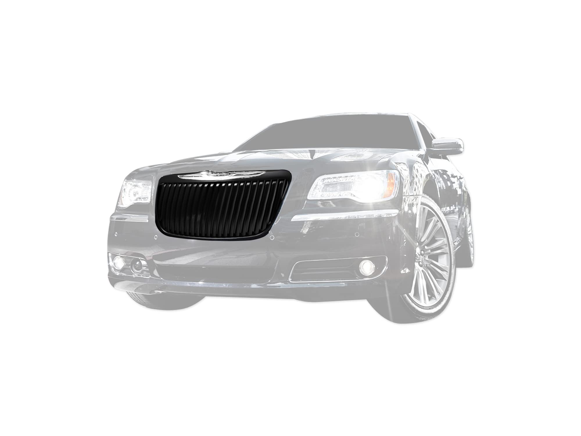 Vertical Front Hood Grille Armordillo USA 7165076 - Matte Black Fits 2011-2014 Chrysler 300/300C