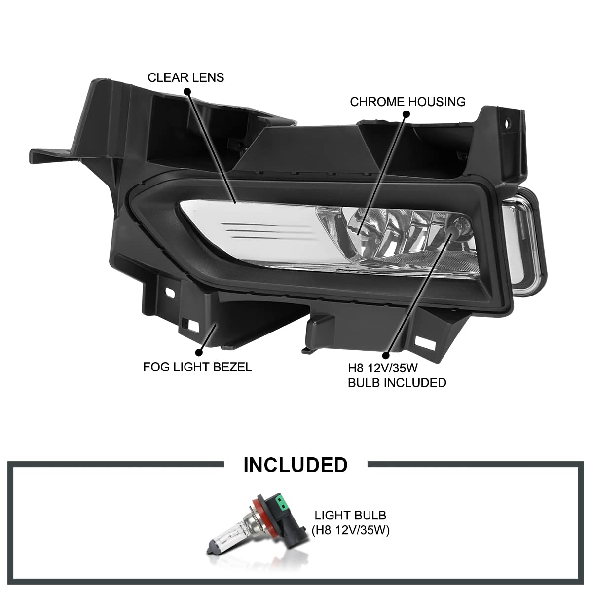 Fog Lamp Spec-D Tuning Clear Lens with OE Wiring and Switch Compatible with Nissan Versa 2020