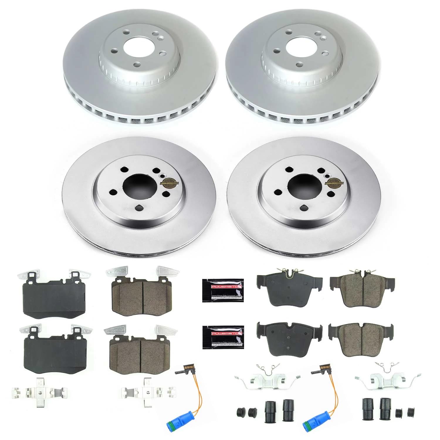Power Stop Z17 Coated Rotor Kit CRK8352 Front and Rear, Ceramic Brake Pads For Mercedes-Benz GLC300 2019-2021 [Model Specific]