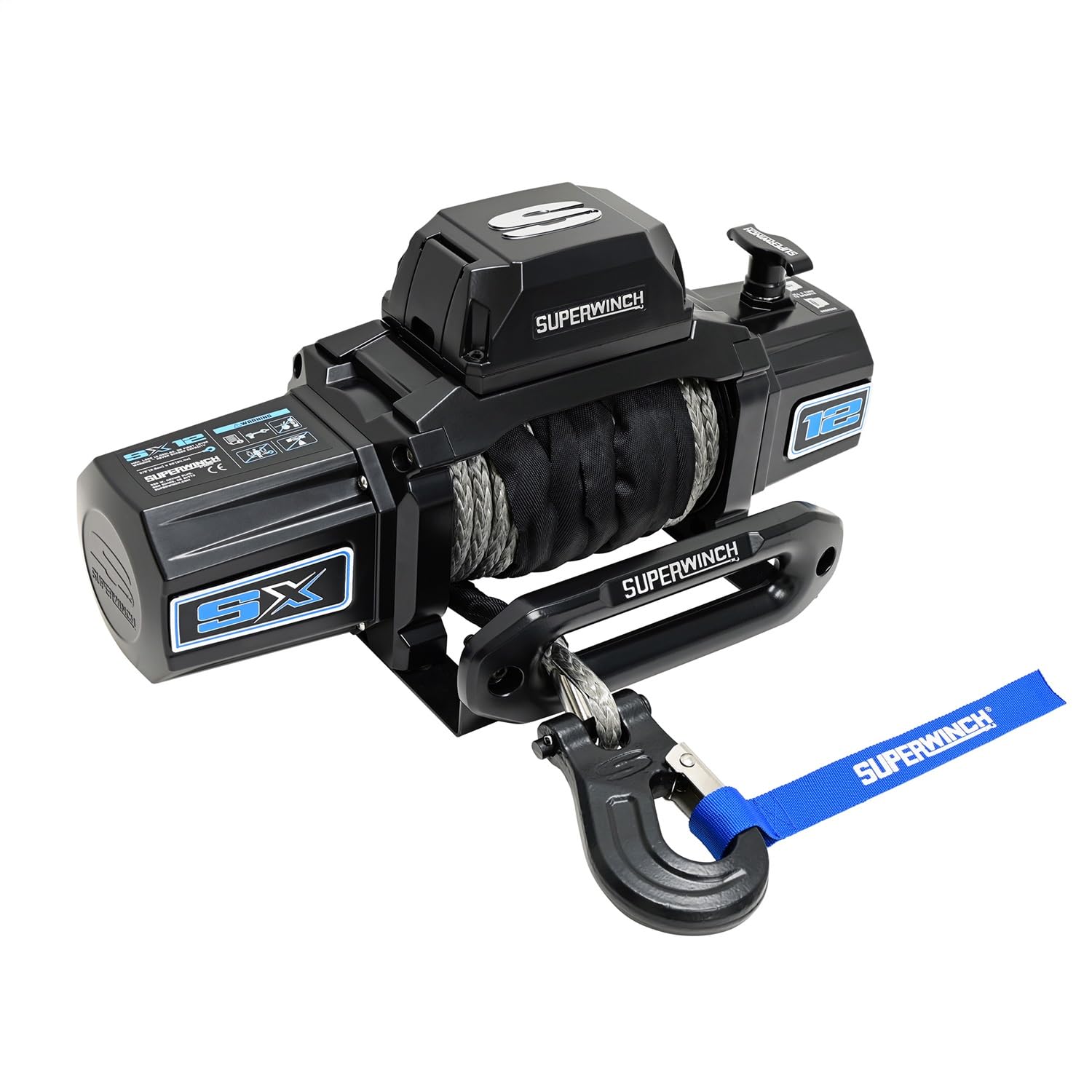 SX 12SR Superwinch Winch, 12000 lb Capacity, Hawse Fairlead, 12 ft Remote, 3/8 in x 80 ft Synthetic Rope, 12V, Kit
